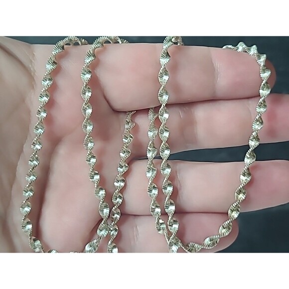 Italy 925 Sterling Silver Twisted Chain Necklace Vintage - Picture 4 of 10